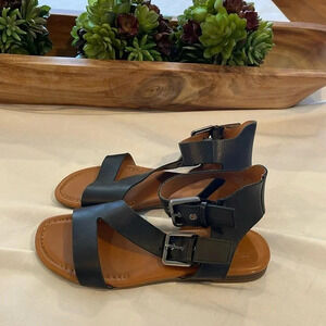 Franco Sarto Georgina Black leather‎ sandals size 7.5 EUC